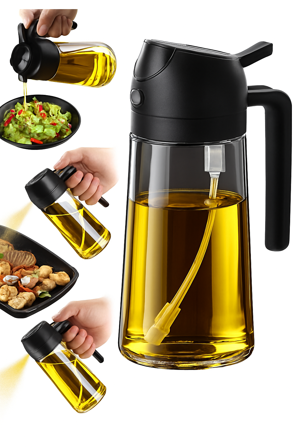 Botella Dispensadora de Aceite 2 en 1 Vidrio,