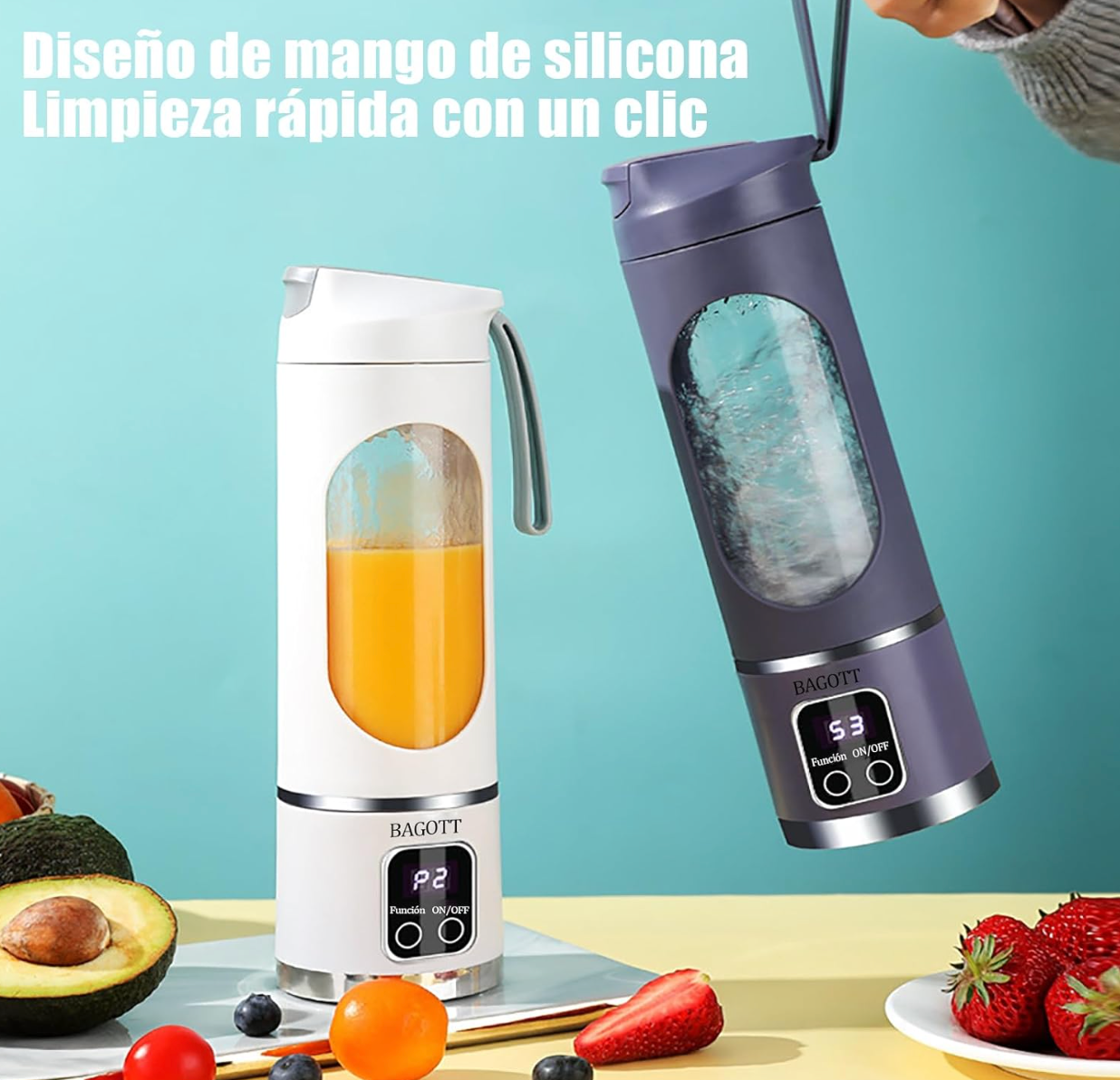Licuadora Portátil Recargable de 450 ml con 12 Cuchillas – Exprimidor Personal de Jugos Naturales