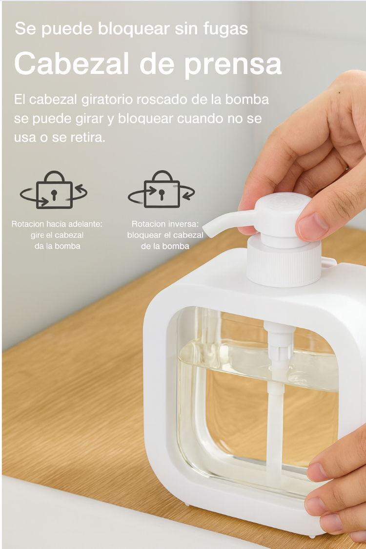 Dispensador de Jabón 500 ml,Multiusos para Jabón, Baño, Cocina, Crema, Gel antibacterial.