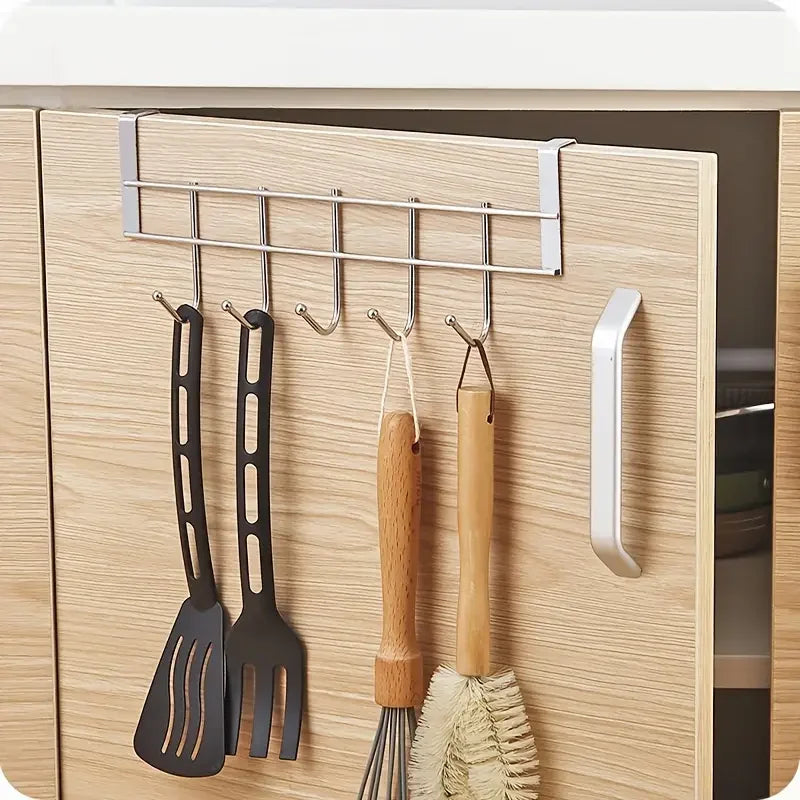1 Pieza de Gancho de Acero Inoxidable con 5 Ganchos – Sin Perforación, Resistente y Duradero, Ideal para Puertas de Ducha y Armarios