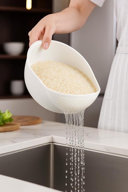 Bowl Multifuncional para Lavar Arroz y Colador