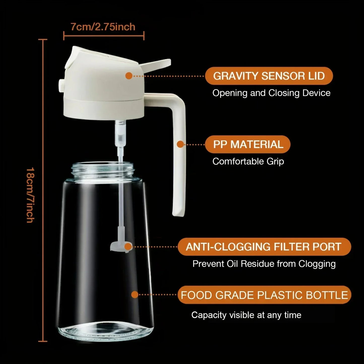 Botella Dispensadora de Aceite 2 en 1 Vidrio,