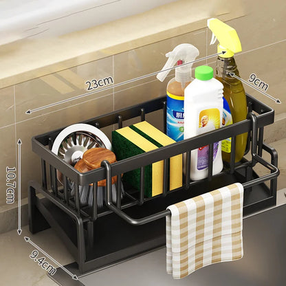 Estante de Cocina para Trapos y Especias, Estante de Drenaje sin Perforación para Fregadero