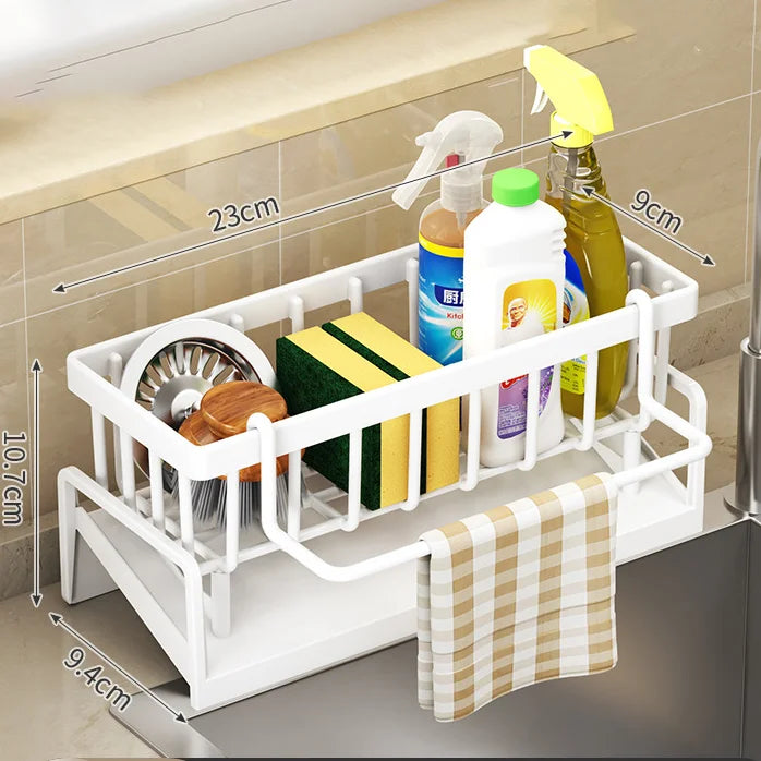 Estante de Cocina para Trapos y Especias, Estante de Drenaje sin Perforación para Fregadero