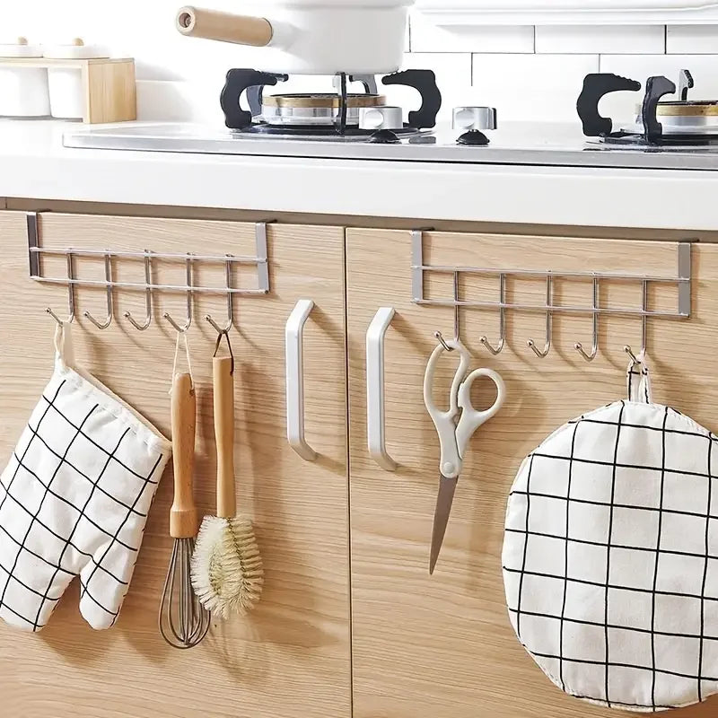 1 Pieza de Gancho de Acero Inoxidable con 5 Ganchos – Sin Perforación, Resistente y Duradero, Ideal para Puertas de Ducha y Armarios