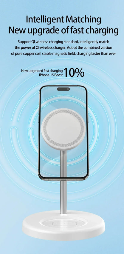 Cargador Inalámbrico Magnético 2 en 1 de 30W para iPhone y AirPods Pro – Estación de Carga Rápida
