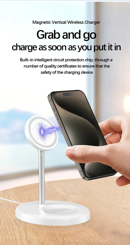 Cargador Inalámbrico Magnético 2 en 1 de 30W para iPhone y AirPods Pro – Estación de Carga Rápida