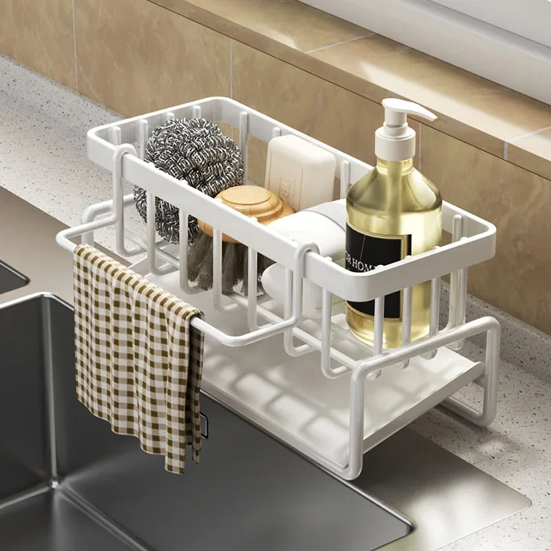Estante de Cocina para Trapos y Especias, Estante de Drenaje sin Perforación para Fregadero