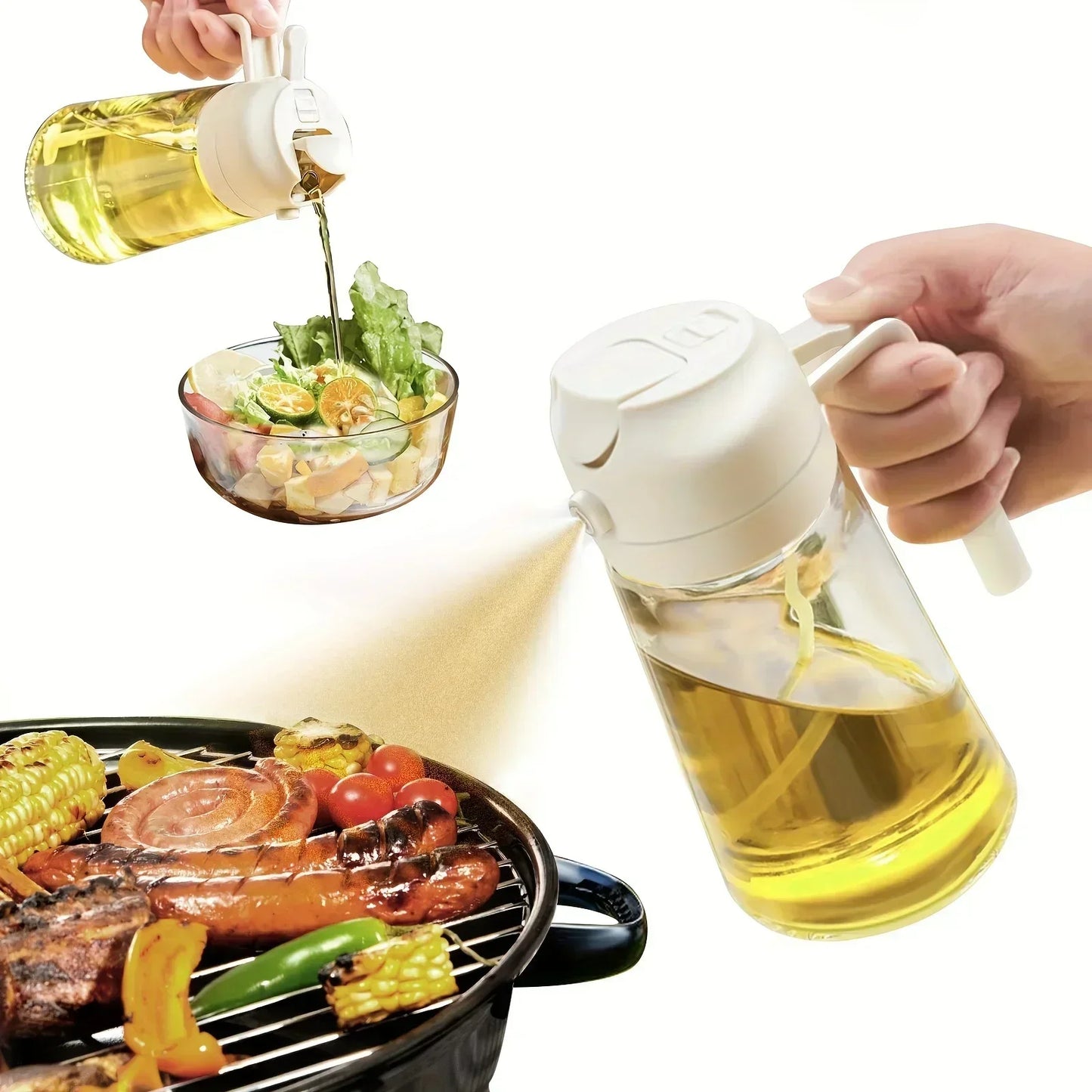 Botella Dispensadora de Aceite 2 en 1 Vidrio,