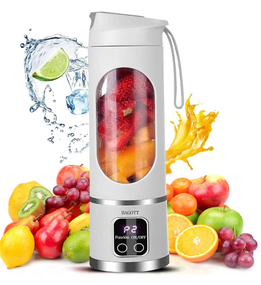 Licuadora Portátil Recargable de 450 ml con 12 Cuchillas – Exprimidor Personal de Jugos Naturales