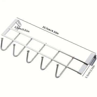 1 Pieza de Gancho de Acero Inoxidable con 5 Ganchos – Sin Perforación, Resistente y Duradero, Ideal para Puertas de Ducha y Armarios