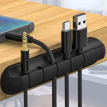 Organizador de cables USB de silicona.