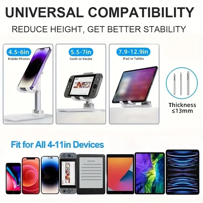 Soporte Plegable para Teléfono Móvil y Tablet – Montura de Escritorio Ajustable, Flexible, Ideal para Transmisiones en Vivo y Uso Diario – Compatible con Todos los Teléfonos
