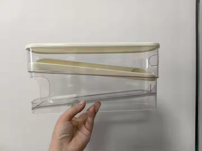 Dispensador y Organizador de Huevos, Compacto para Almacenamiento Eficiente de Alimentos en el Refrigerador, Forma Rectangular.